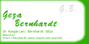 geza bernhardt business card